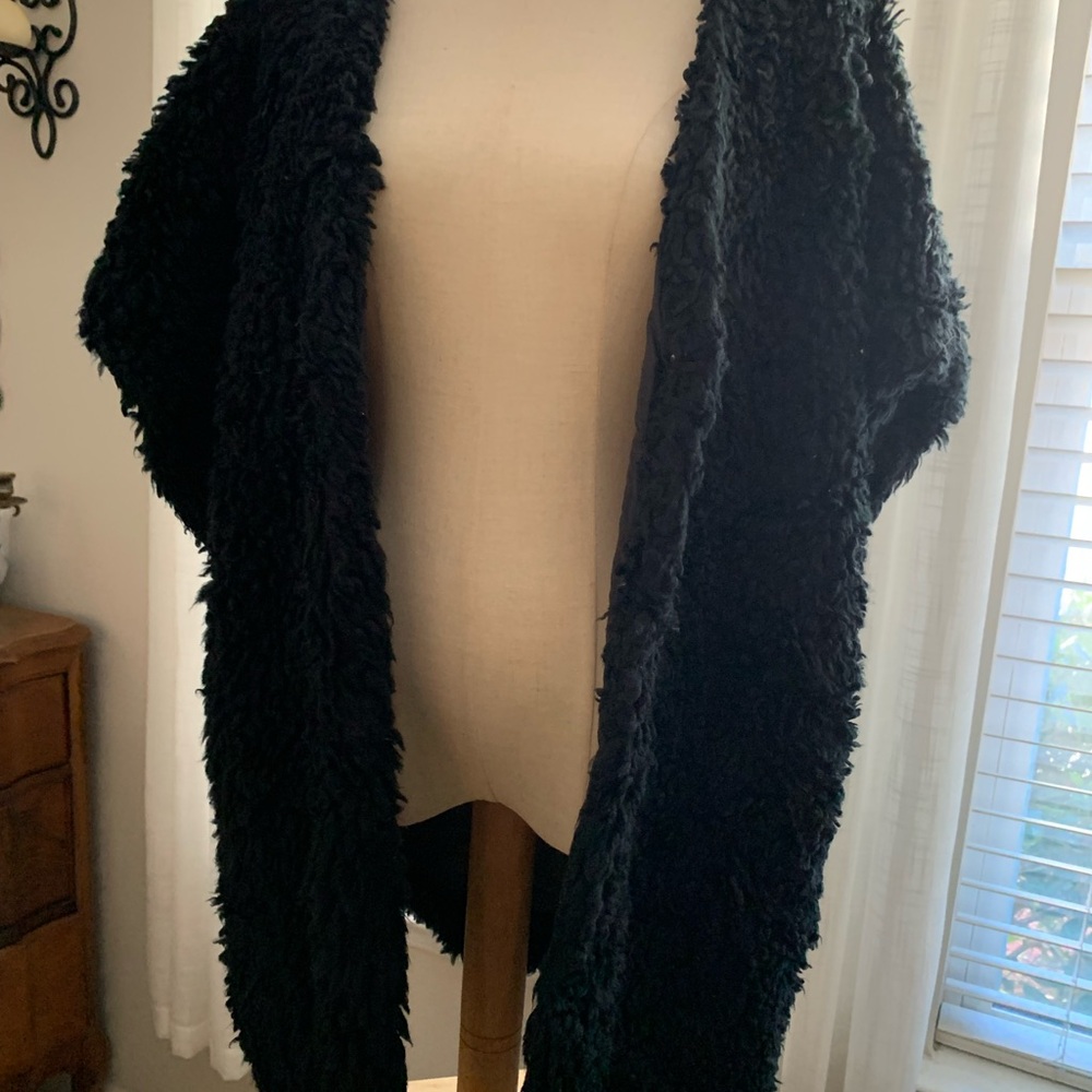 Cozy Black Fuzzy Shawl